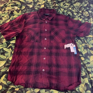 Treasure & Bond Distressed Plaid Flannel Shirt
RED/BLACK PLAID, XL Boys, NWT​